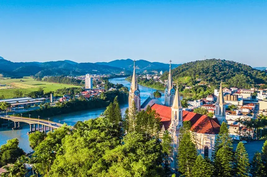 Vista da cidade de Gaspar, Santa Catarina
